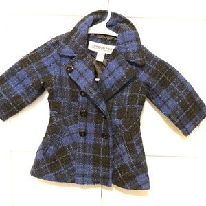 London Fog Girls Blue Plaid Jacket - 12 months